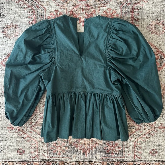 •Hunter Bell• Green Puff Sleeve Blouse - Picture 5 of 5